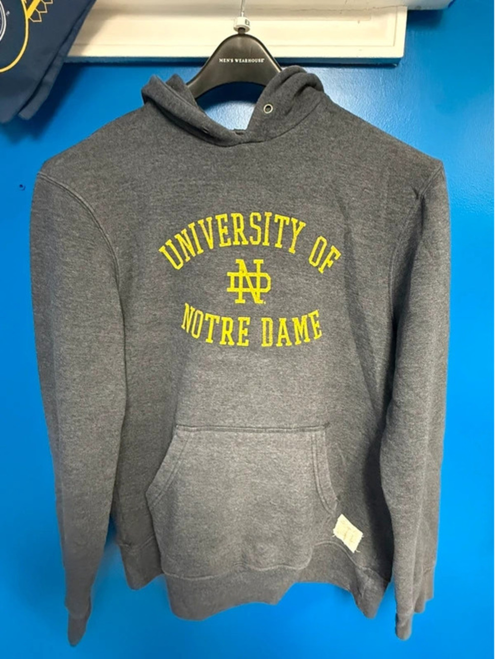 The Original Retro Brand Notre Dame Hoodie Sweatshirt Mens Large Charcoal Grey
